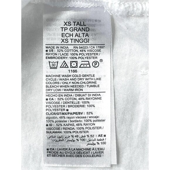 Old Navy Peasant Cottagecore Top Lace Embroidered Raglan Sleeve sz XS Tall - Picture 5 of 9